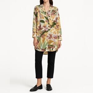 JOIE Pajama-Style Boho Tunic Top | L | Multicolor Abstract Floral | Lounge